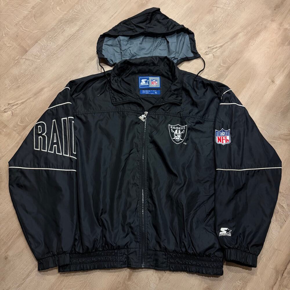 Vintage 90s NFL Starter Oakland / Las Vegas Raiders Full Zip Jacket Mens XL Logo
